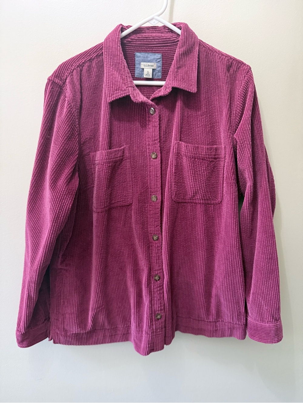 LL Bean Comfort Corduroy Relaxed Shacket Button Up Burgundy Maroon Outdoors XL
